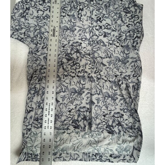 Victor Alfaro Collective Floral Print Button Up Shirt XS Gray/Black Short Sleeve - Picture 7 of 7